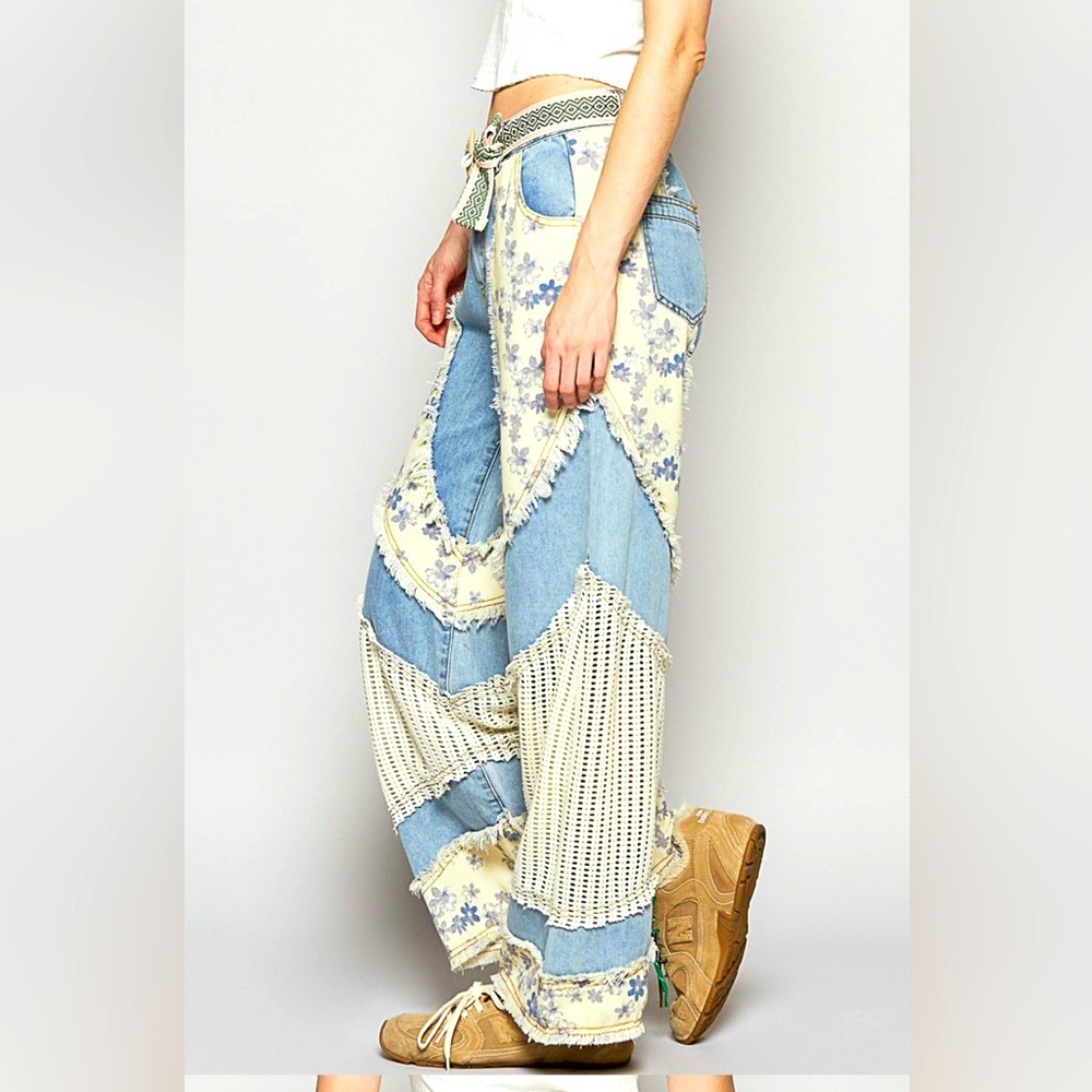 POL Wavy Contrasting Patchwork Jeans - image 8